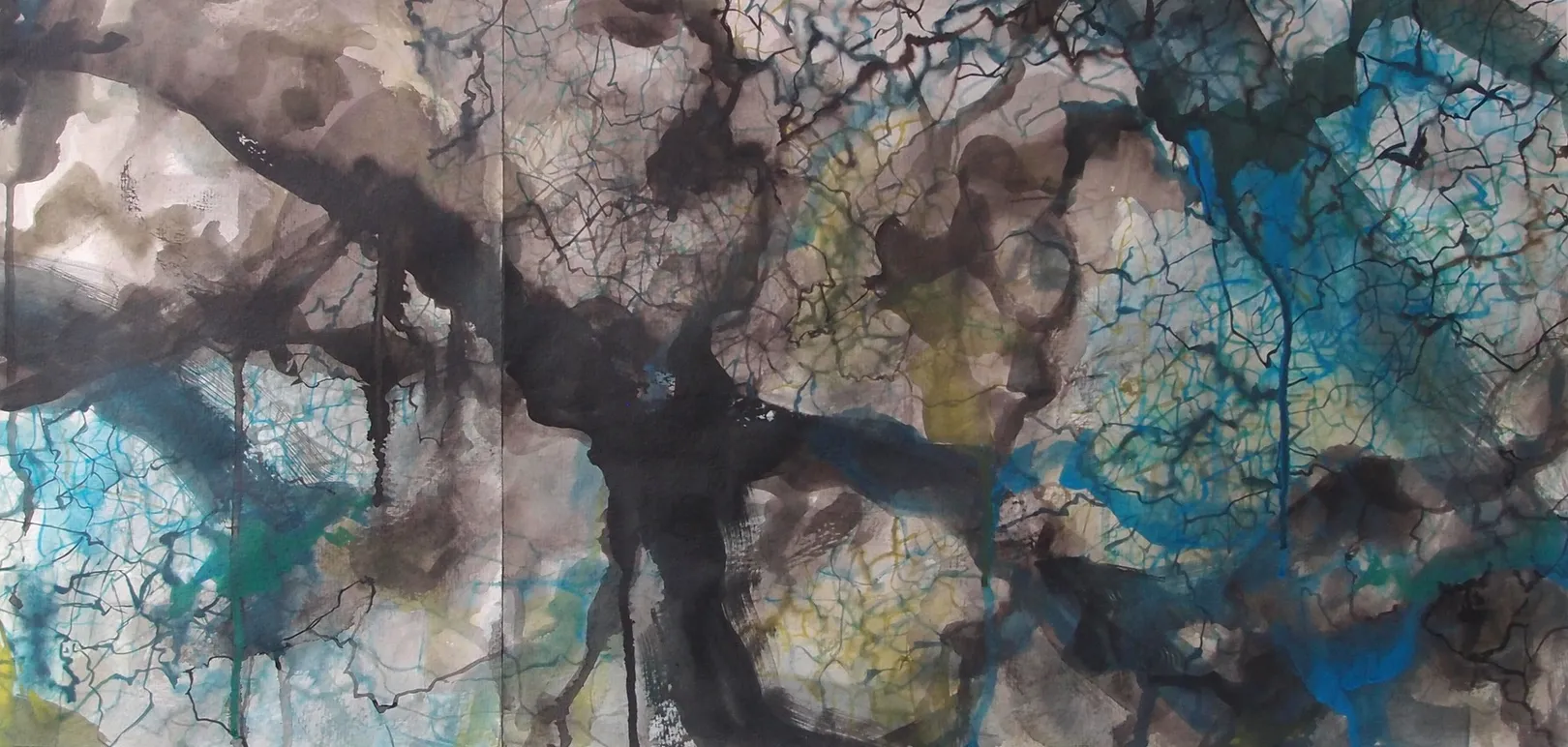 Connection IV, Acrylic ink on paper 310g/m², 33 x 68.5 cm, 2024 — from the "Connection" series