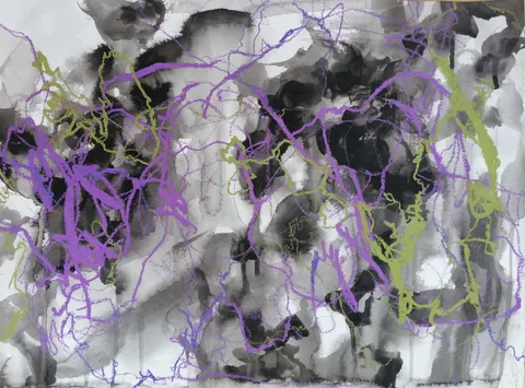 Untitled (3 of 6), Oil pastel, Acrylic ink on paper 310 g/m², 36 x 48 cm each, 2025 — from the "Chopin" series