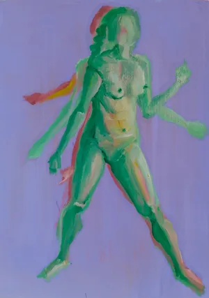Collage II of 9 'Dance', detail 1 of 9, Oil and Acrylic on paper, 80 x 57 cm, 2024 — from the "Dance (Hani-mation)" series
