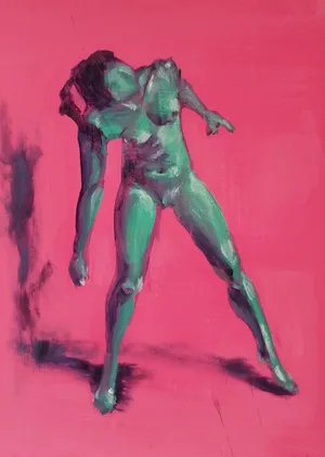 Collage I of 9 'Dance', detail 7 of 9, Oil and Acrylic on paper, 80 x 57 cm, 2024 — from the "Dance (Hani-mation)" series