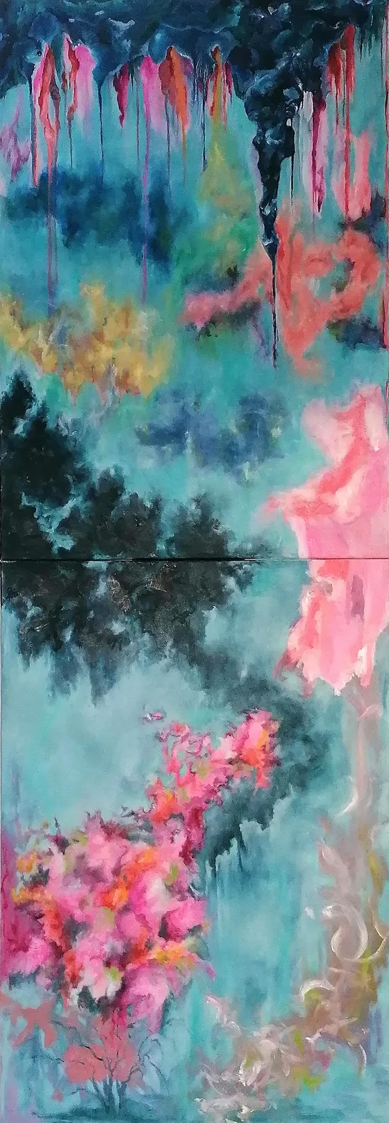The Misty Heaven IV, Oil on canvas, 200 x 70 cm, 2024 — from the "The Misty Heaven" series
